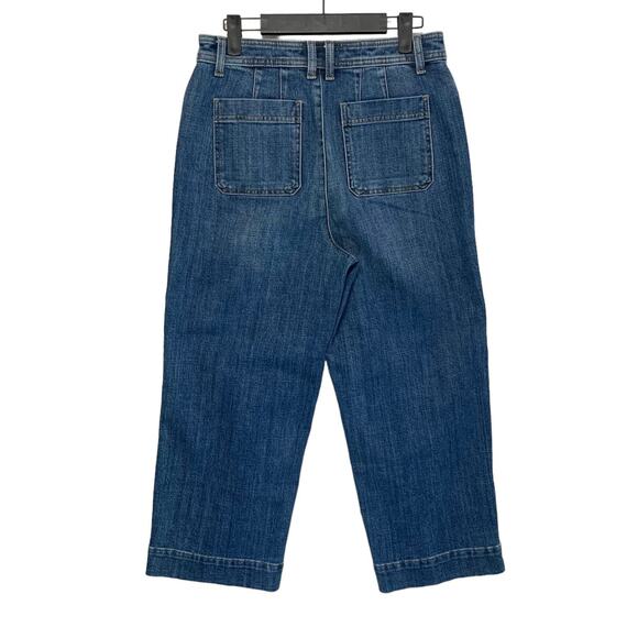 Talbots Denim Wide Leg Cropped Jean Women's Sz 4 High Waist Cotton Blend Stretch - Picture 2 of 4